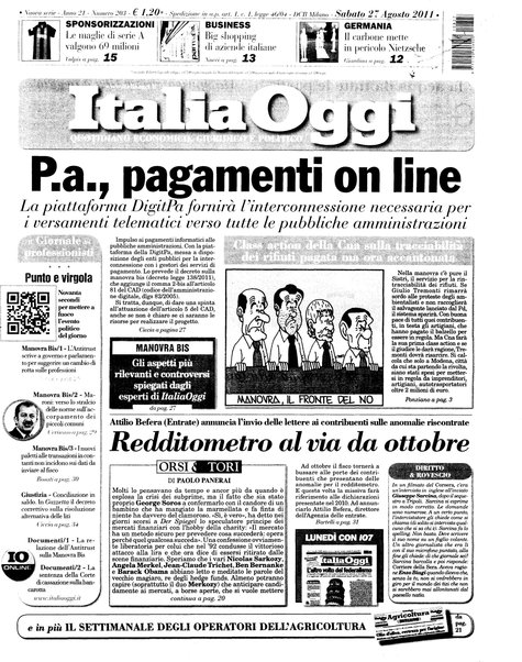 Italia oggi : quotidiano di economia finanza e politica